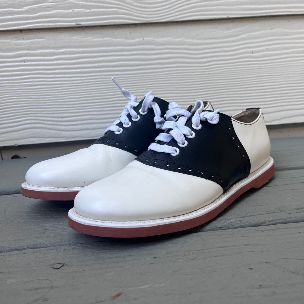 Muffy's Saddle Shoes Women 8.5 Black White Good Retro Oxford 50s Preppy
